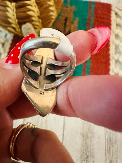 Old Pawn Navajo Sterling Silver & White Buffalo Ring