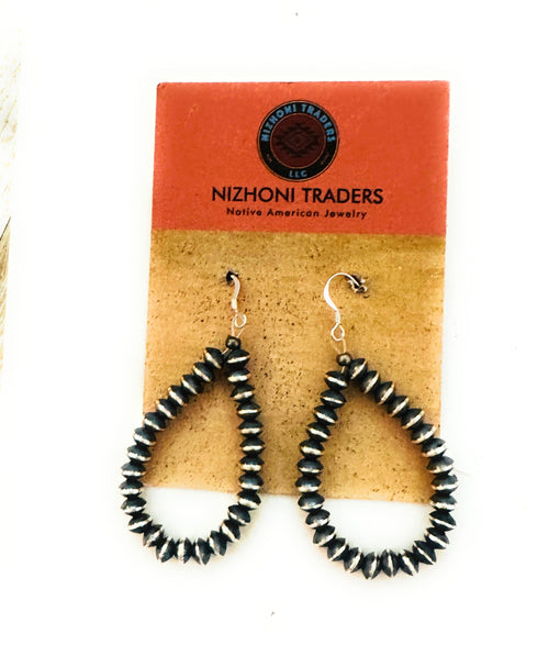 Handcrafted Sterling Silver Pearl Dangle Hoop Earrings