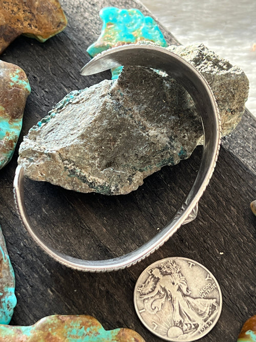 Handcrafted & Hand Forged Old Pawn Sterling Silver Ingot Cuff Bracelet by Santa Fe Artist, Buffalo: The Concho