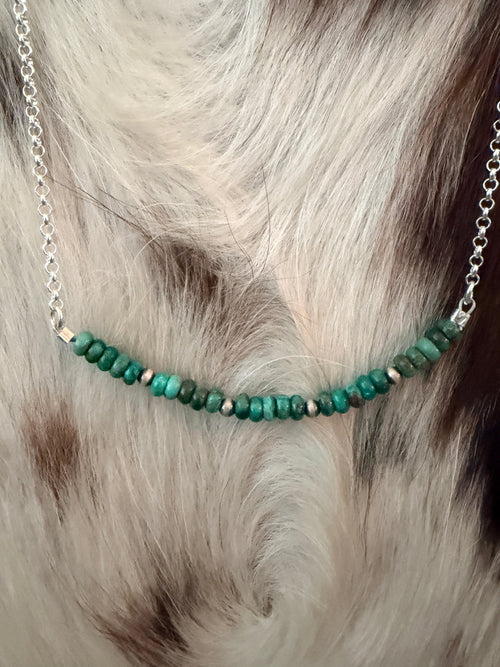 Handmade Sterling Silver & Turquoise Beaded Necklace