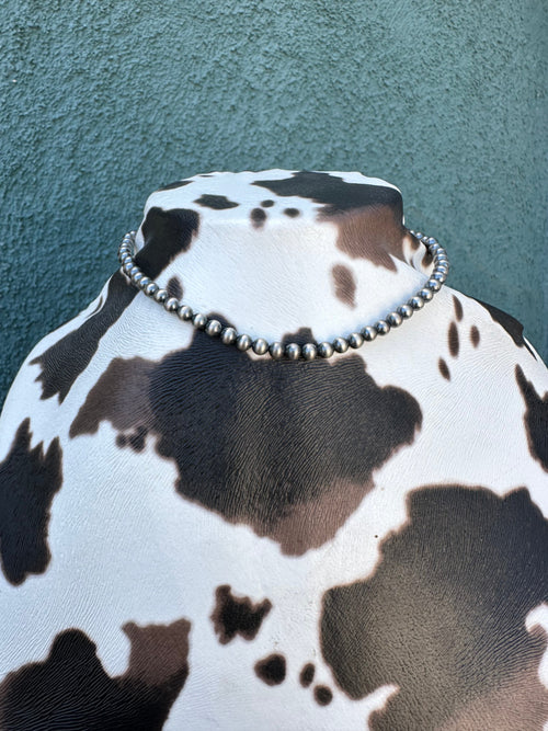 4mm Sterling Silver Pearl Style Beaded Necklace w/ 2 inch extender