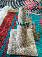 THE VENICE BAND Handmade Sterling Silver Pearl Style Turquoise Beaded Stretch Ring