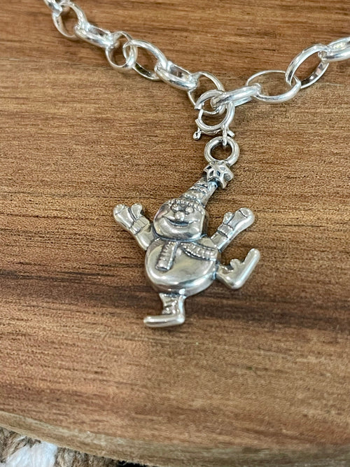 Handcrafted Sterling Silver CHRISTMAS SNOWMAN Charm