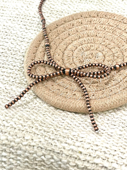 Handmade Copper Bow Beaded Necklace
