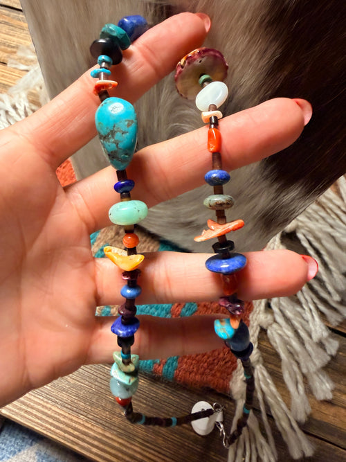 Handcrafted Multi Stone 18” Beaded Necklace
