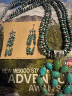 Handmade Sterling Silver Kingman Turquoise Beaded Naja Necklace Set By Dan Dodson