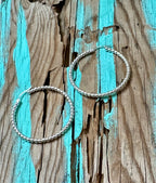 Beaded Hoop Earrings Sterling Silver 1 3/4”