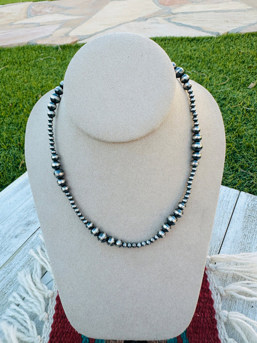 Handcrafted 16” Sterling Silver Pearl Beaded Necklace