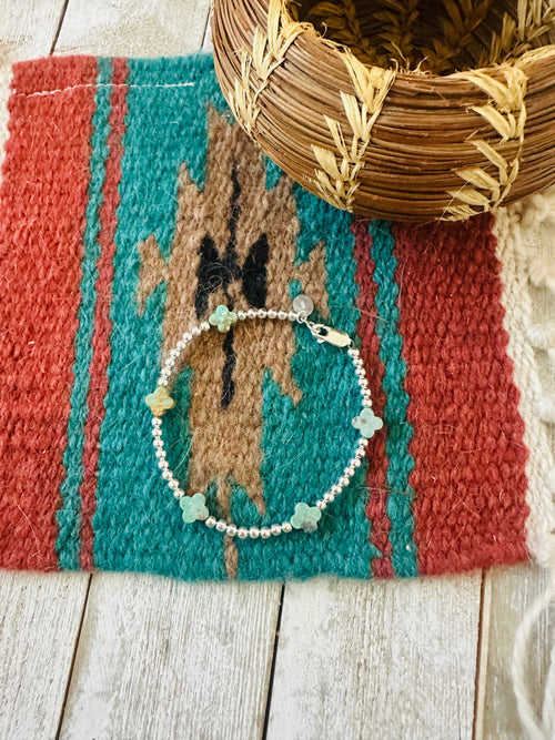 Handcrafted Sterling Silver Pearl & Turquoise Beaded Bracelet