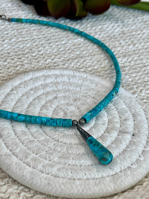 Vintage Old Pawn Turquoise and Sterling Silver Necklace