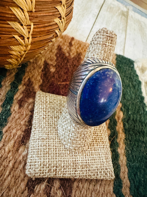 Old Pawn Handcrafted Sterling Silver & Lapis Men’s Ring Size 8