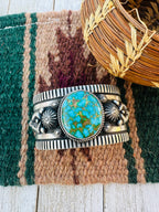 Handcrafted Old Pawn Sterling Silver & Sonoran Mountain Turquoise Cuff Bracelet