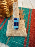 Handcrafted Old Pawn Sterling Silver, Onyx & Opal Inlay Ring Size 11.5