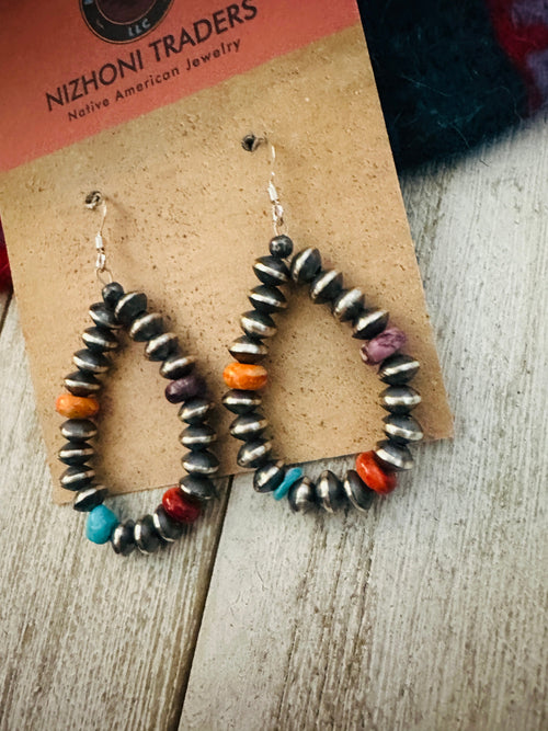 Handcrafted Multi Stone & Sterling Silver Beaded Hoop Earrings