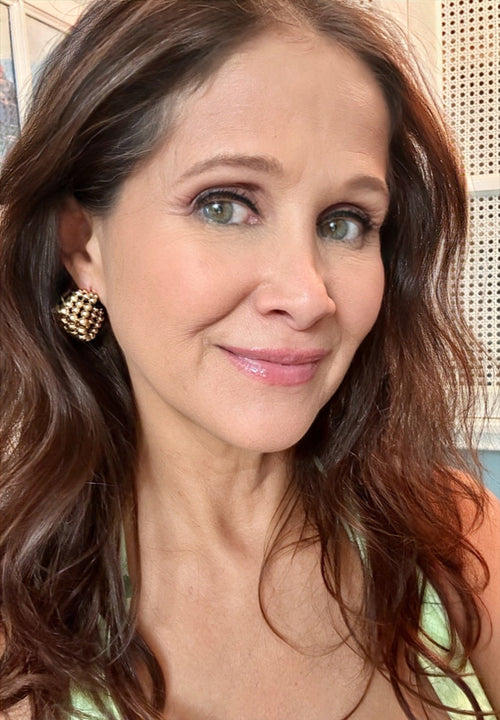 Triple Beaded Hoop Earrings 18k Gold-Plated