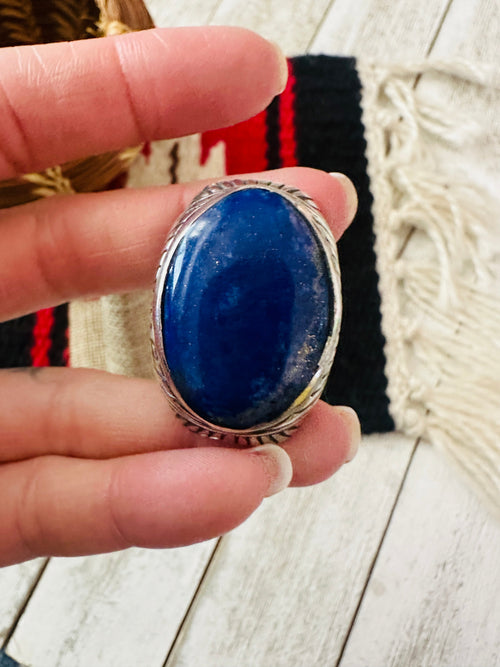 Old Pawn Navajo Sterling Silver & Lapis Men’s Ring Size 9