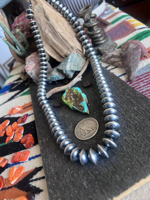 Handcrafted 15mm Sterling Silver Saucer Pearl Bead Necklace by Michelle Jameson, 29 inches