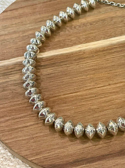 Handmade Sterling Silver 12 MM Beaded Necklace