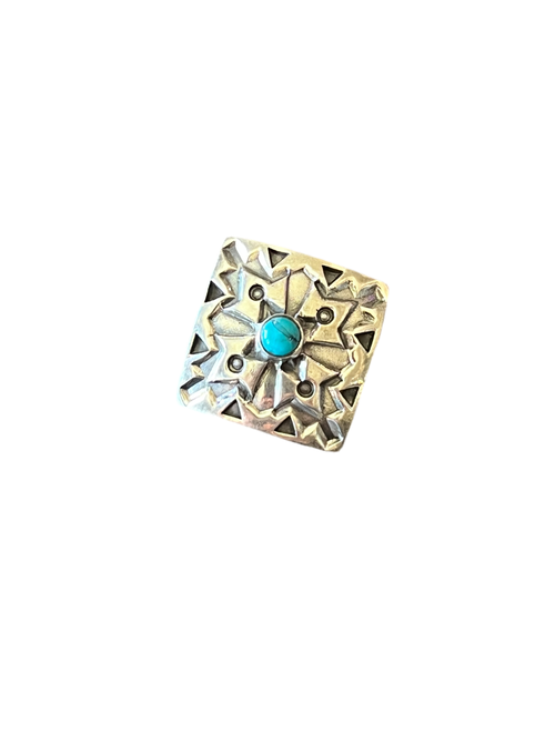 Sterling Silver and Kingman Turquoise Concho Slide, The Hayseed