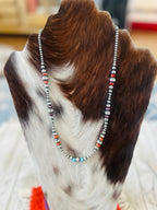 Navajo Sterling Silver, Spiny Oyster & Turquoise Beaded 20” Necklaces