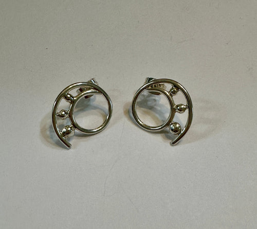 Sterling Silver Beaded Nautilus Earrings