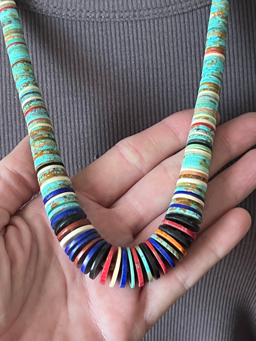 Ronald Chavez Handcrafted Multistone Heishi Beaded Santo Domingo Necklace
