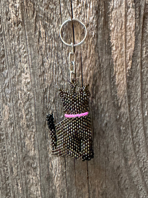 Handmade Beaded Cat Keychain