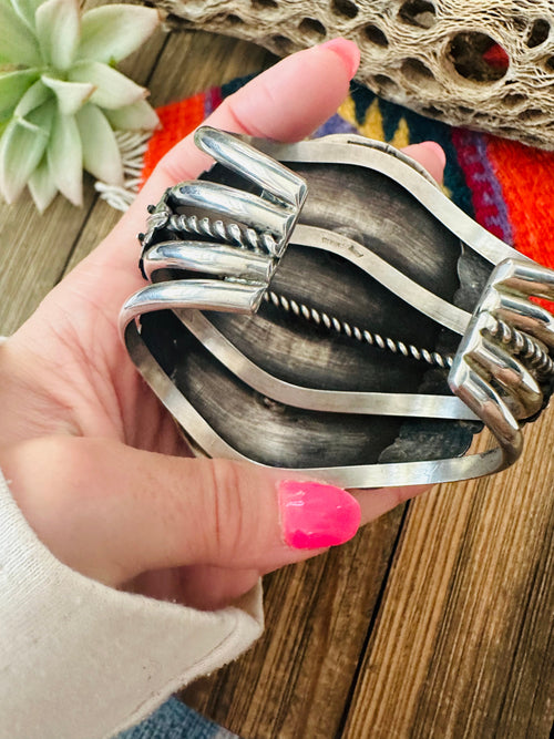 Old Pawn Sleeping Beauty Turquoise & Sterling Silver Cuff Bracelet /