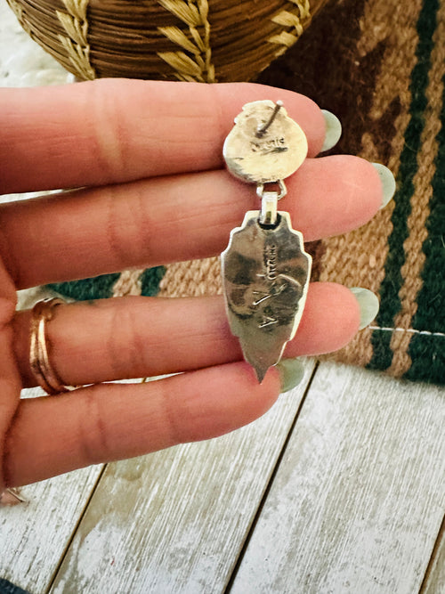 Old Pawn Navajo Sterling Silver & Multi Stone Inlay Dangle Earrings