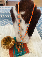 Handcrafted Spiny Oyster, Turquoise & Sterling Silver Beaded Jacla Necklace