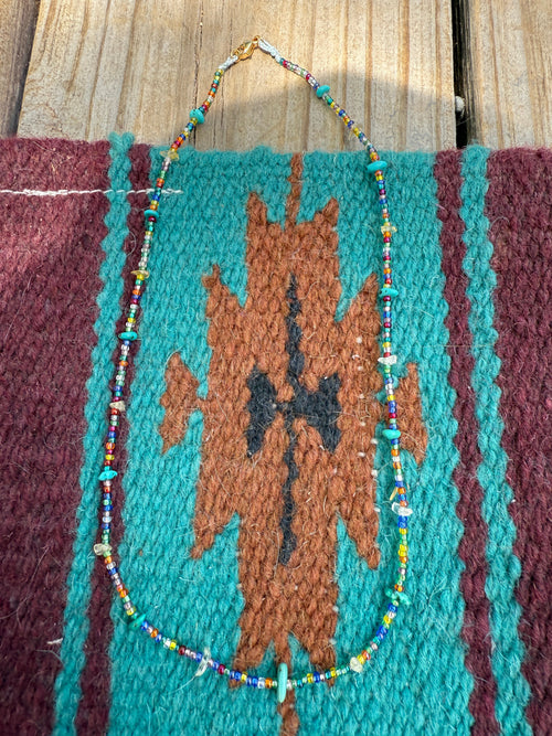 “The Golden Collection” Beaded Bliss Handmade Beaded Necklace 17” STYLE 3