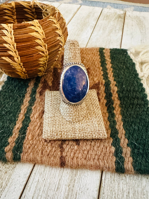 Old Pawn Handcrafted Sterling Silver & Lapis Men’s Ring Size 8.75