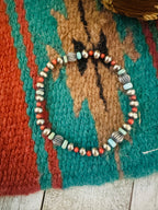 ** Christmas Collection ** Handmade Sterling Silver, Turquoise & Coral Beaded Bracelet