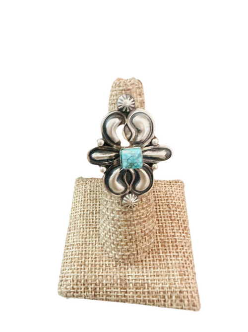 Old Pawn Navajo Sterling Silver & Turquoise Ring Size 6