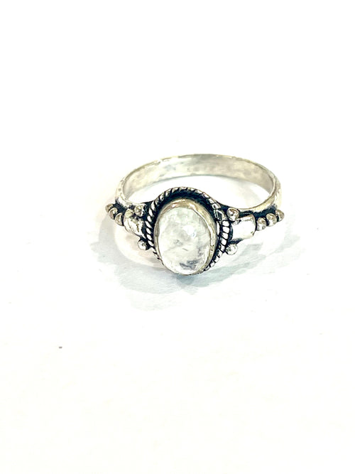 Old Pawn Vintage Sterling Silver & Moonstone Sz 6.75 Ring