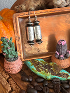 Sterling Silver Handcrafted Heart Stamped Barrel Bead Drop Dangle Earrings by Preston Haley