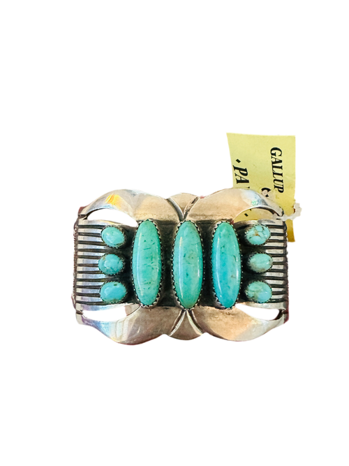 Old Pawn Sterling Silver & Turquoise Cuff Bracelet /