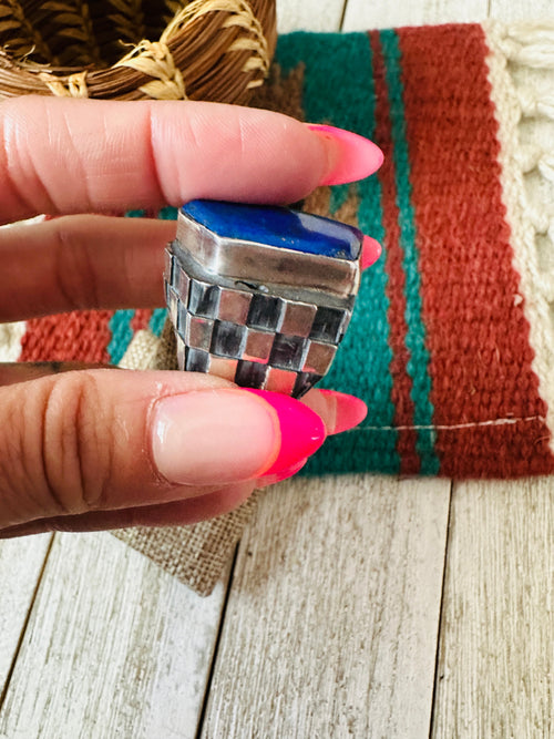 Old Pawn Navajo Sterling Silver & Lapis Men’s Ring Size 8