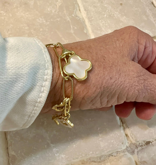 Gold Plated Quatrefoil Charm Bracelet