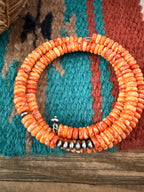 Handcrafted Spiny Oyster & Sterling Silver Beaded Wrap Bracelet