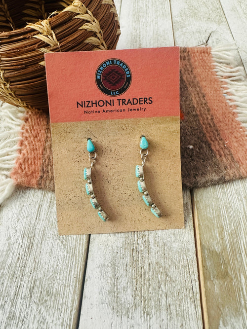 Old Pawn Navajo Sterling Silver & Turquoise Dangle Earrings