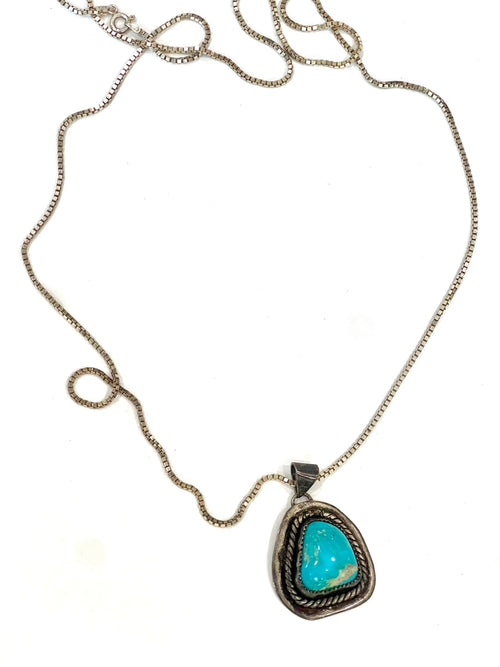 Vintage Old Pawn Turquoise and Sterling Silver Necklace