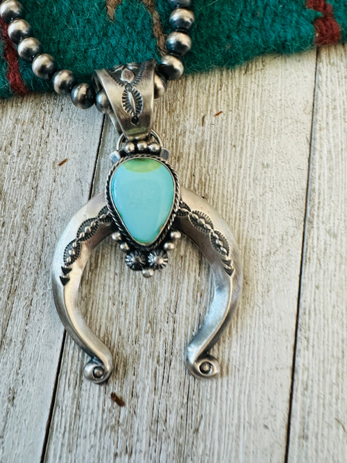 Handcrafted Sterling Silver & Turquoise Beaded Naja Necklace
