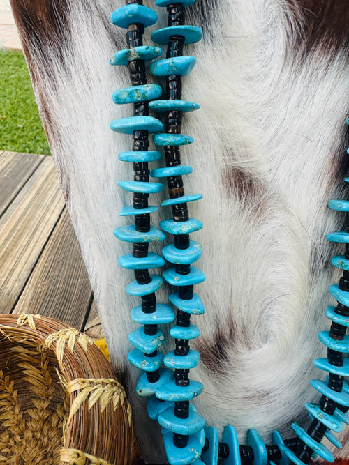 Old Pawn Handcrafted Turquoise & Heishi Beaded 26” Necklace