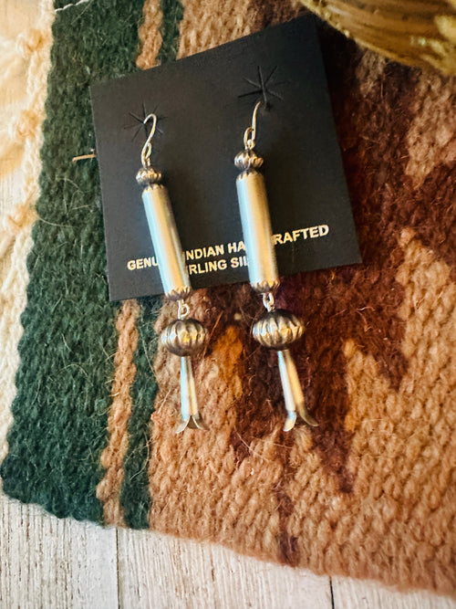 Handcrafted Sterling Silver Beaded Blossom Dangle Earrings