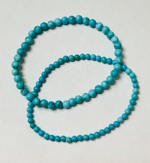 Stone Beaded Stretch Bracelet Set Of 2 (Turquoise)✅