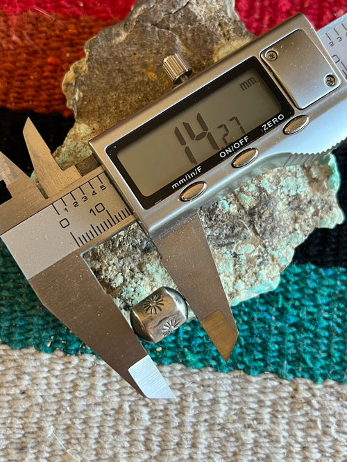 Handmade Stamped Sterling Silver Barrel Beads, High Noon