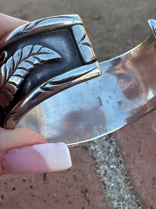 Estate Collection Old Pawn Navajo Sterling Silver & Natural Kingman 3 Stone Turquoise Cuff Bracelet /