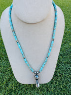 Handcrafted Turquoise & Sterling Silver Beaded Blossom Necklace