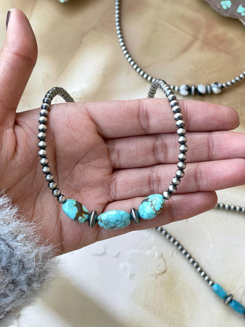 Handmade Sterling Silver Beaded Necklace 18”